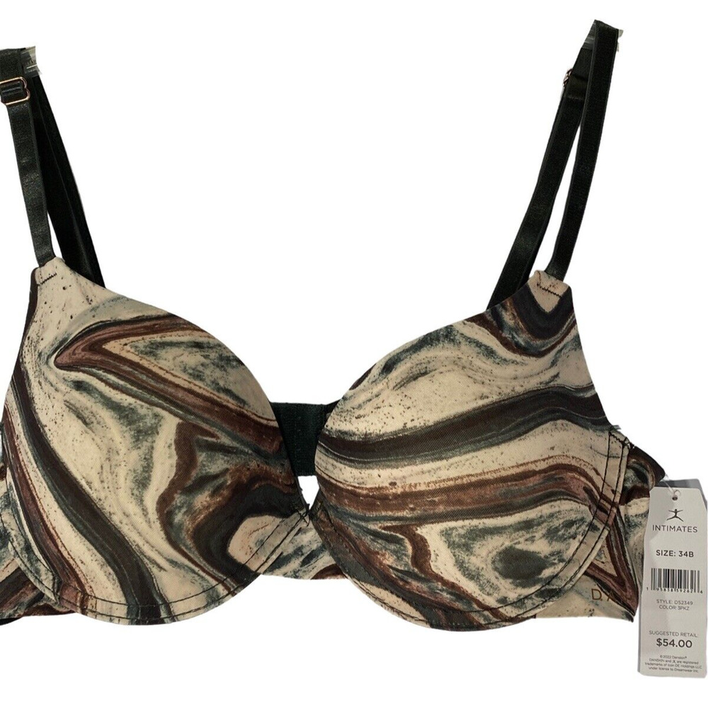 Danskin Intimates Sexy Paint Swirl Push Up Padded Womens Bra Size 34B NWT